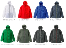 UnitedAthle・フード付きウインドブレーカー・カラー展開：ホワイト・レッド・ブルー・ネイビー・グリーン・オリーブ・ブラック